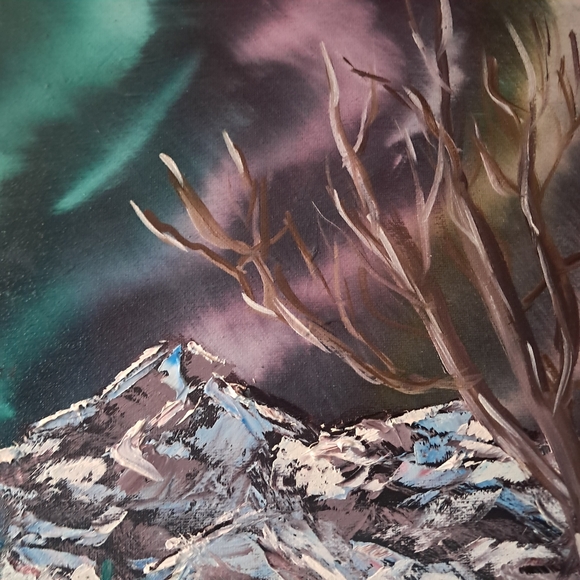 Hand Painted Canvas Oil Paint  Snowy Bold Northern Light - Picture 5 of 6